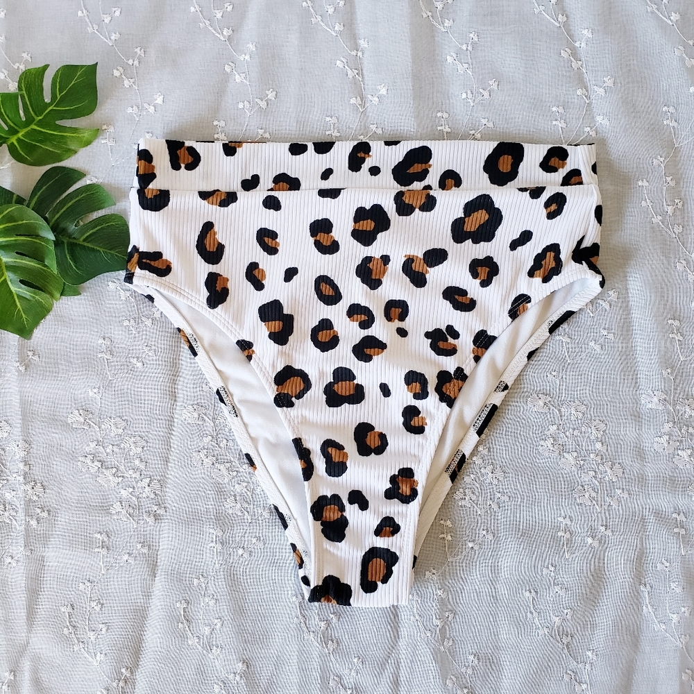 High Waisted Leopard Bikini Bottoms